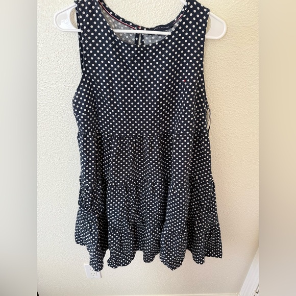 Tommy Hilfiger Dresses & Skirts - Tommy Hilfiger Linen Navy Polka Dot Dress Size Medium